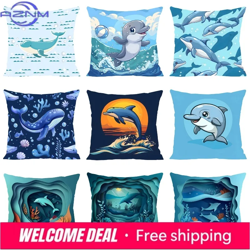 Home Decoration Cute Dolphin Decorative Pillowcase 40x40 Aesthetic Room Decoration Cover for Pillow Cases 45x45 Cushion Cover