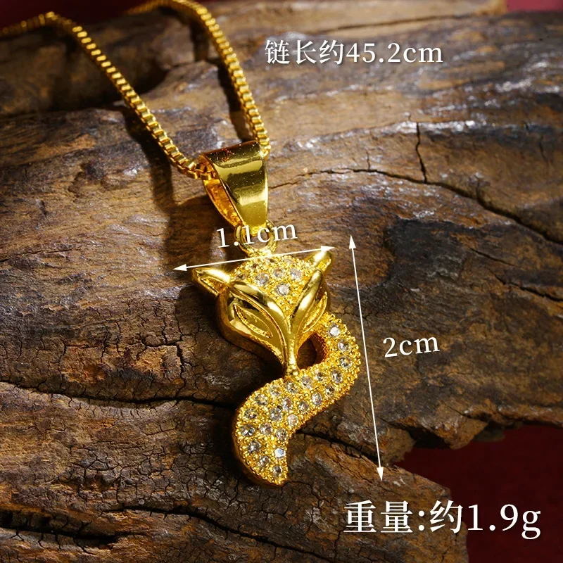 Goldpure Luxury 24K 9999 Pure Gold real gold Women's fox necklace bracelet ring suit
