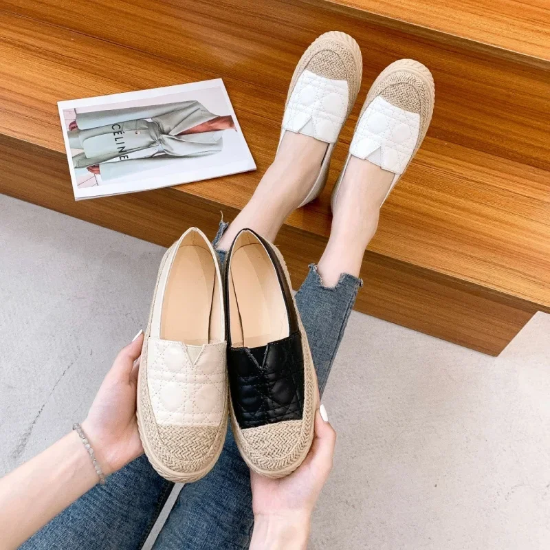 Scarpe da donna espadrillas mocassini per calzature femminili bianche punta tonda in cotone moda e prezzo basso Zapatillas Mujer