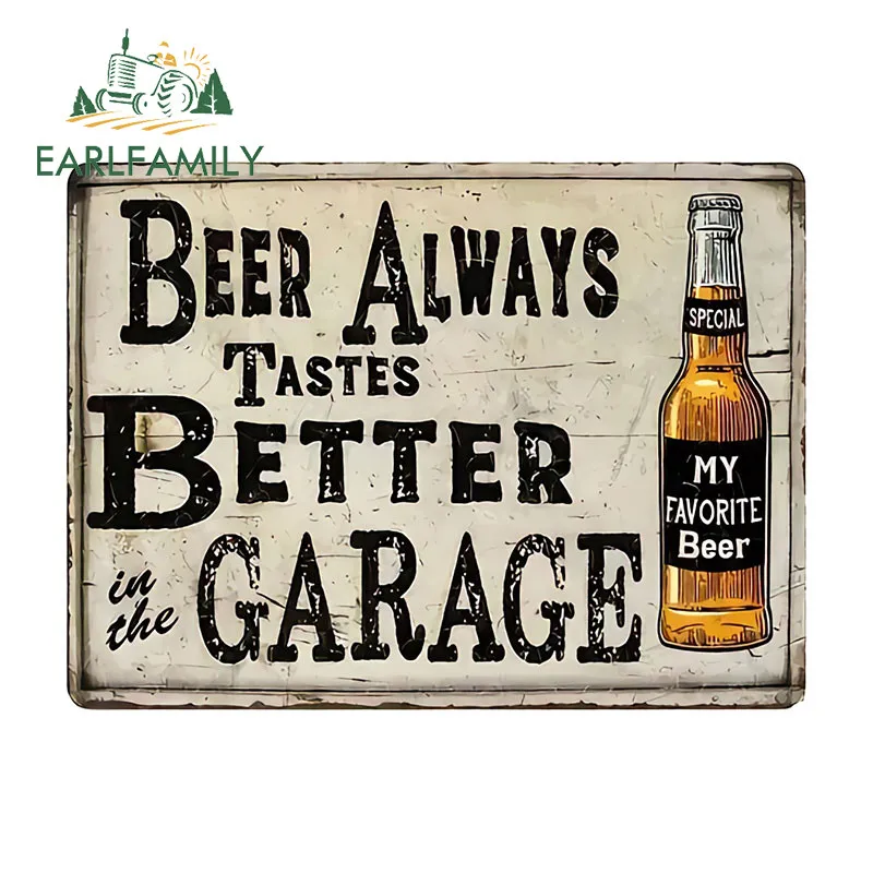 EARLFAMILY BEER IN THE GARAGE Retro-Autoaufkleber, persönlicher wasserdichter Motorrad-Laptop-Aufkleber, kratzfester Wasserflaschenschutz
