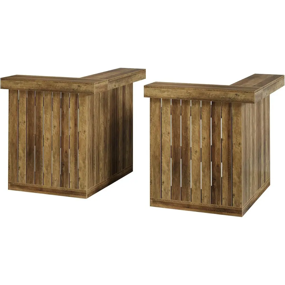 

Угловой барный стол L-образной формы, 4-уровневый, с полками для хранения и держателем для бокалов (2 шт., коричневый)