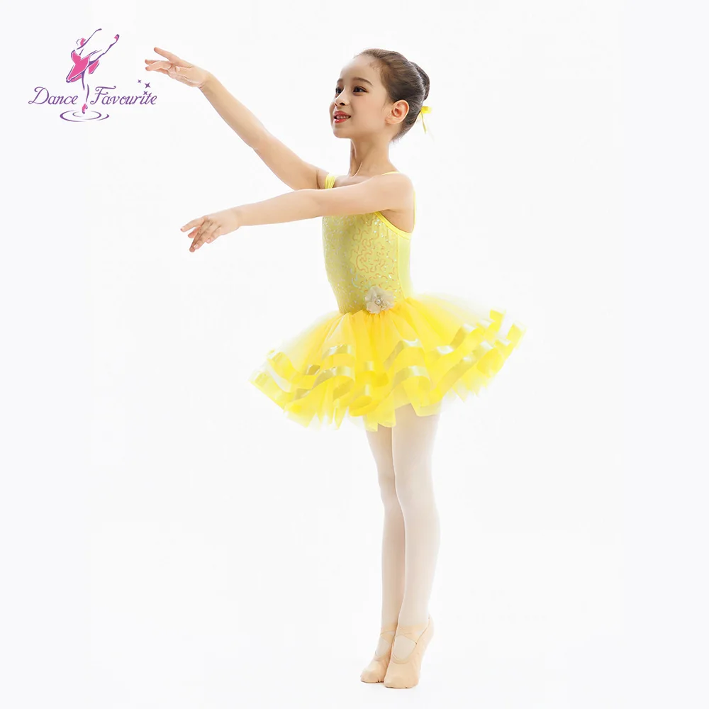 ชุดบัลเลต์เด็ก C26081 สีเหลืองประดับเลื่อม ชุดเต้นรำ ชุดแสดงบนเวที บัลเลต์ทูทู
