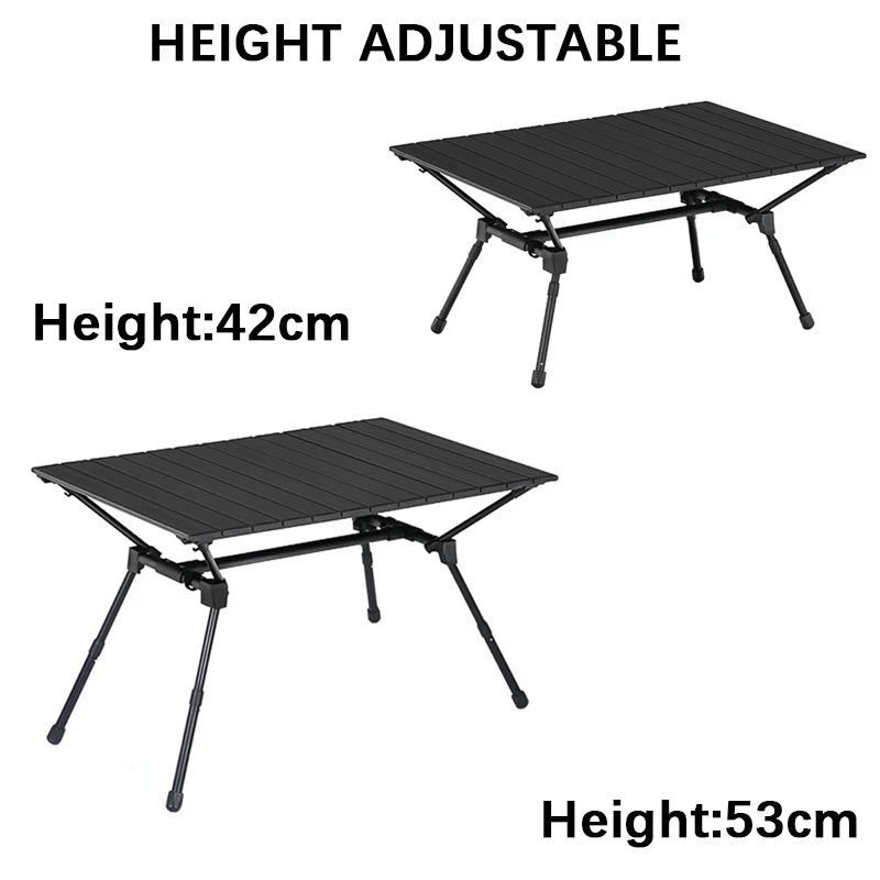 Table pliante en feuille d'aluminium pour camping en plein air, table pliante élévatrice, utilisation robuste et multi-scènes