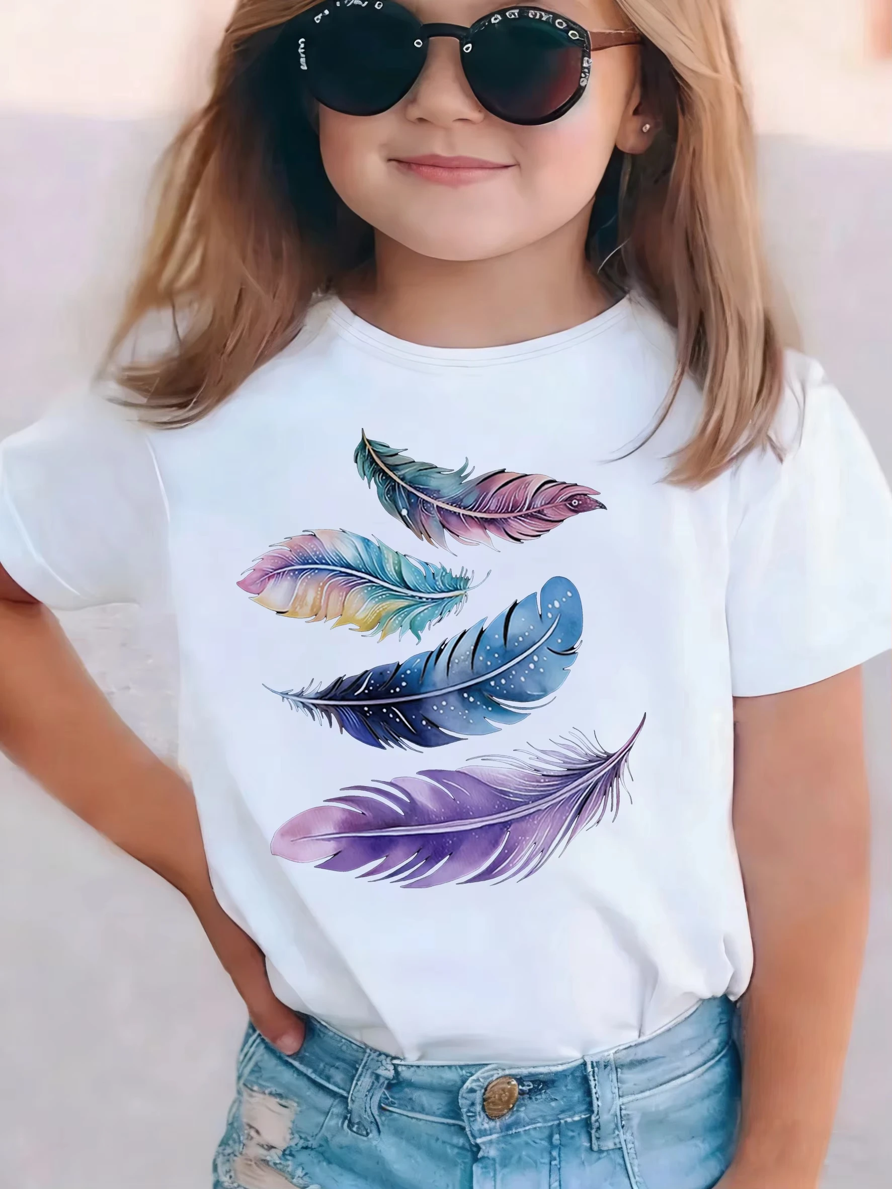 Short Sleeve Vintage Leaf Printed T Shirts Fashion Kids Children's T-shirt Boys Girls Summer Spring Casual Top Tee Shirt