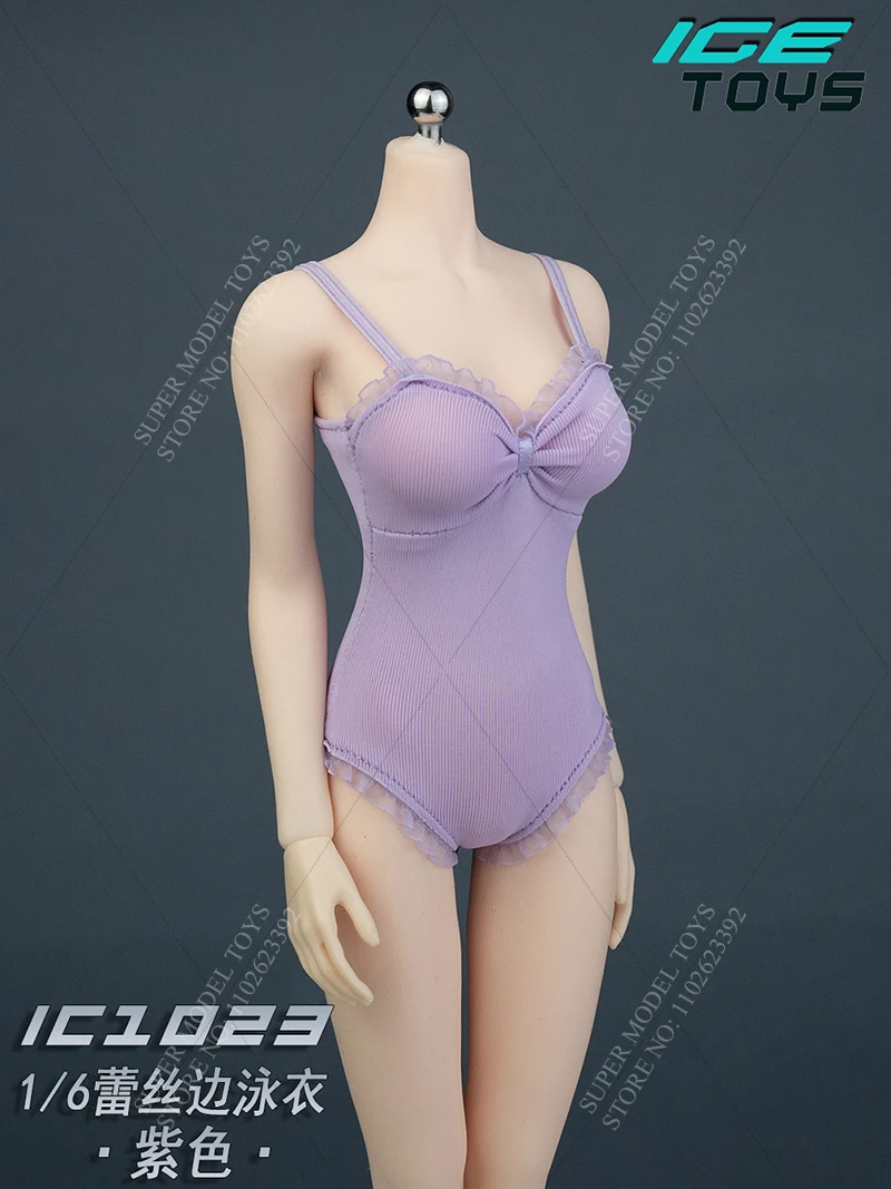 Juguetes de hielo IC1023 escala 1/6, ropa de soldado femenino, mono con borde de encaje de Color sólido, traje de baño apto para muñeca de figura de acción de 12 pulgadas