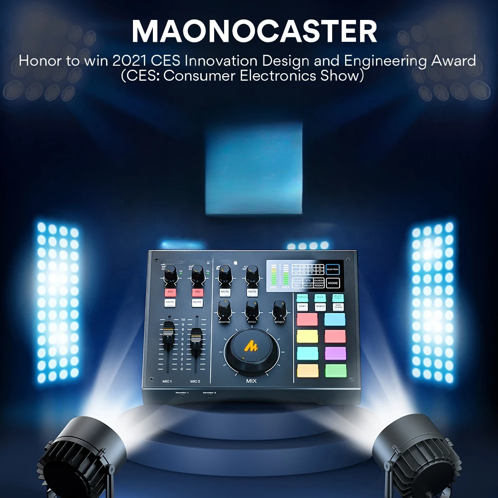 MAONOCASTER AM100 Professional Audio Mixer Podcast Equipment Bundle Studio Musical Instrument Microphone Live Stream Sound Cards