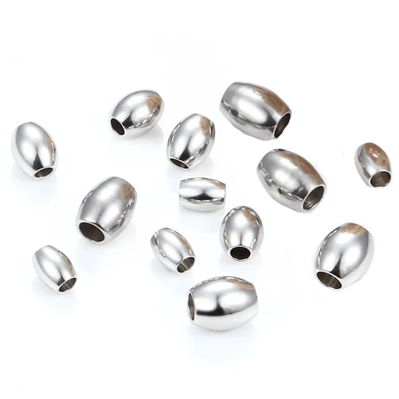 30 Stücke 3/4/5/6/8/10mm Edelstahl Perlen Runde Oval Lose Spacer Perlen Zubehör Für DIY Halskette Armband Schmuck Machen