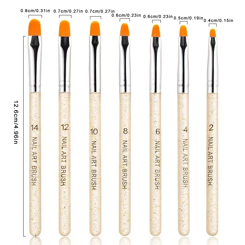 12個入りUVジェルネイルアートブラシセット - アクリル、ジェルポリッシュ、DIYマニキュアデザイン用の7本のネイルブラシ+5本の両端が使えるドットツール