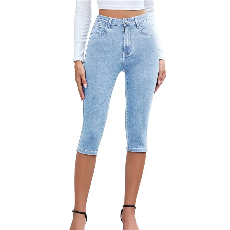 

CYL-Women Jeans Trendy High Waisted Slim Fit Stretch Denim Jeans