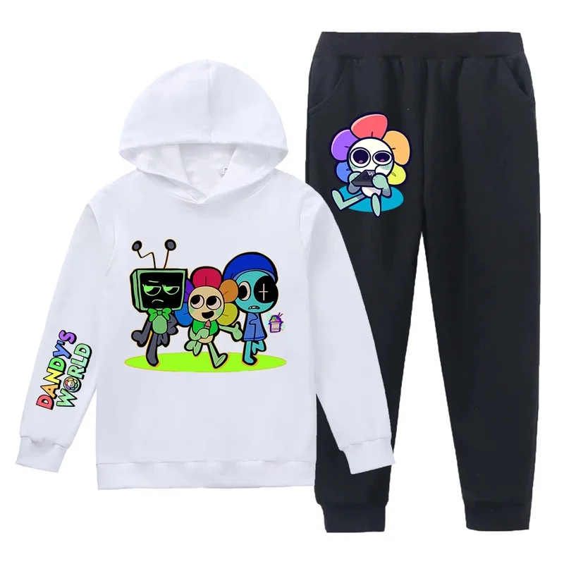Dandy's World Hoodies เด็กเกมสยองขวัญ Dandys World เสื้อผ้าเด็กทารก Hood เสื้อกางเกง 2 ชิ้นชุดเด็กสบายๆกีฬา