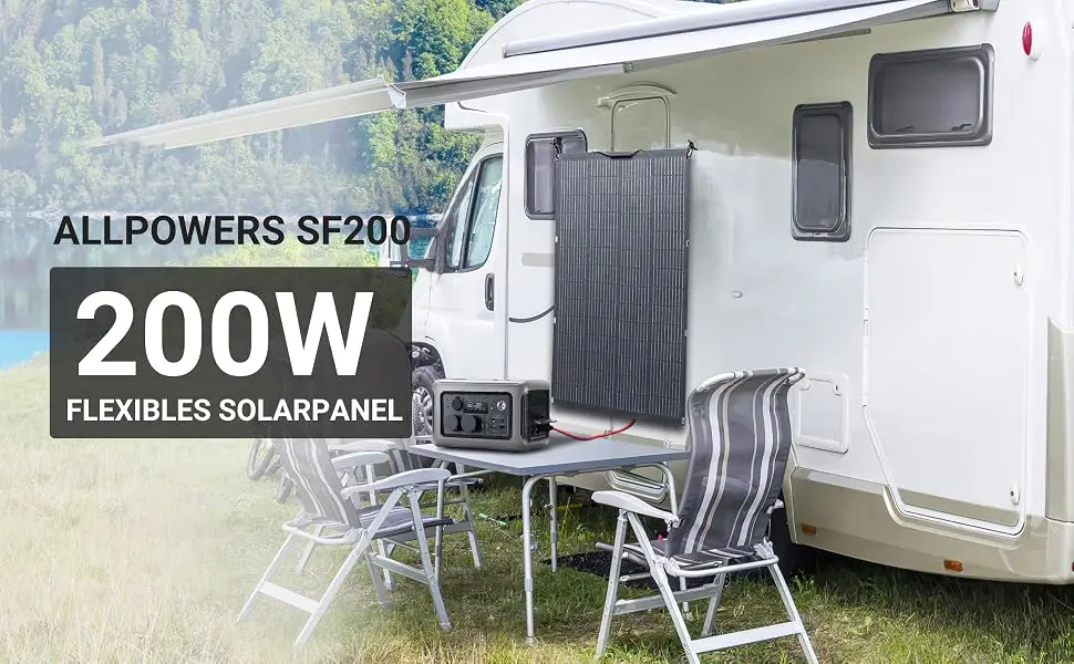 ALLPOWERS Balcony Power Plant SF200 200W / 100W SF100 Portable Flexible Solar panel IP68 for Power Station off-grid Rooftops RVs
