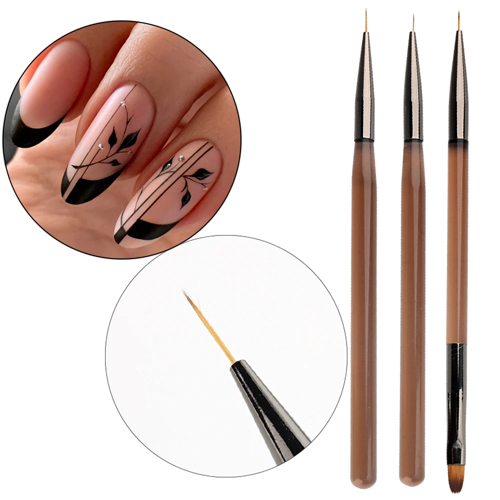 3/4Pcs Französisch Streifen Nail art Liner Pinsel Set Welle Zeichnung Stifte Gel Polish Acryl Pulver Pinsel Maniküre design Werkzeuge GLCSB-A