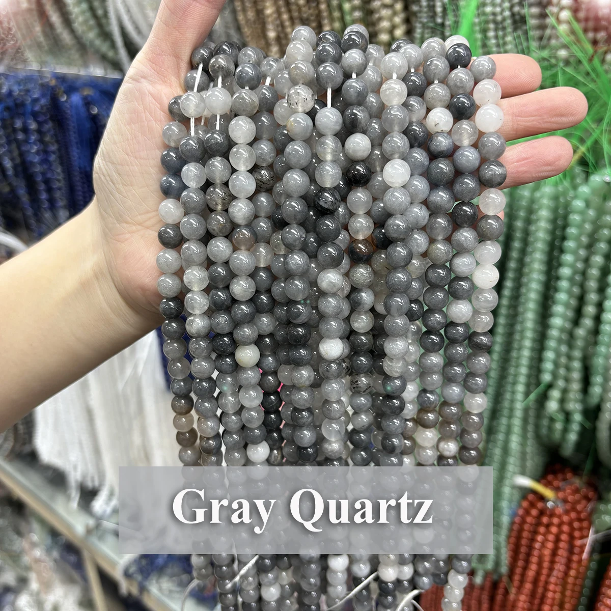Natural Gray Quartz Loose Beads 4 6 8 10mm Round Polished for Beads Bracelet Necklace DIY Jewelry Making New Jewelry Accessories
