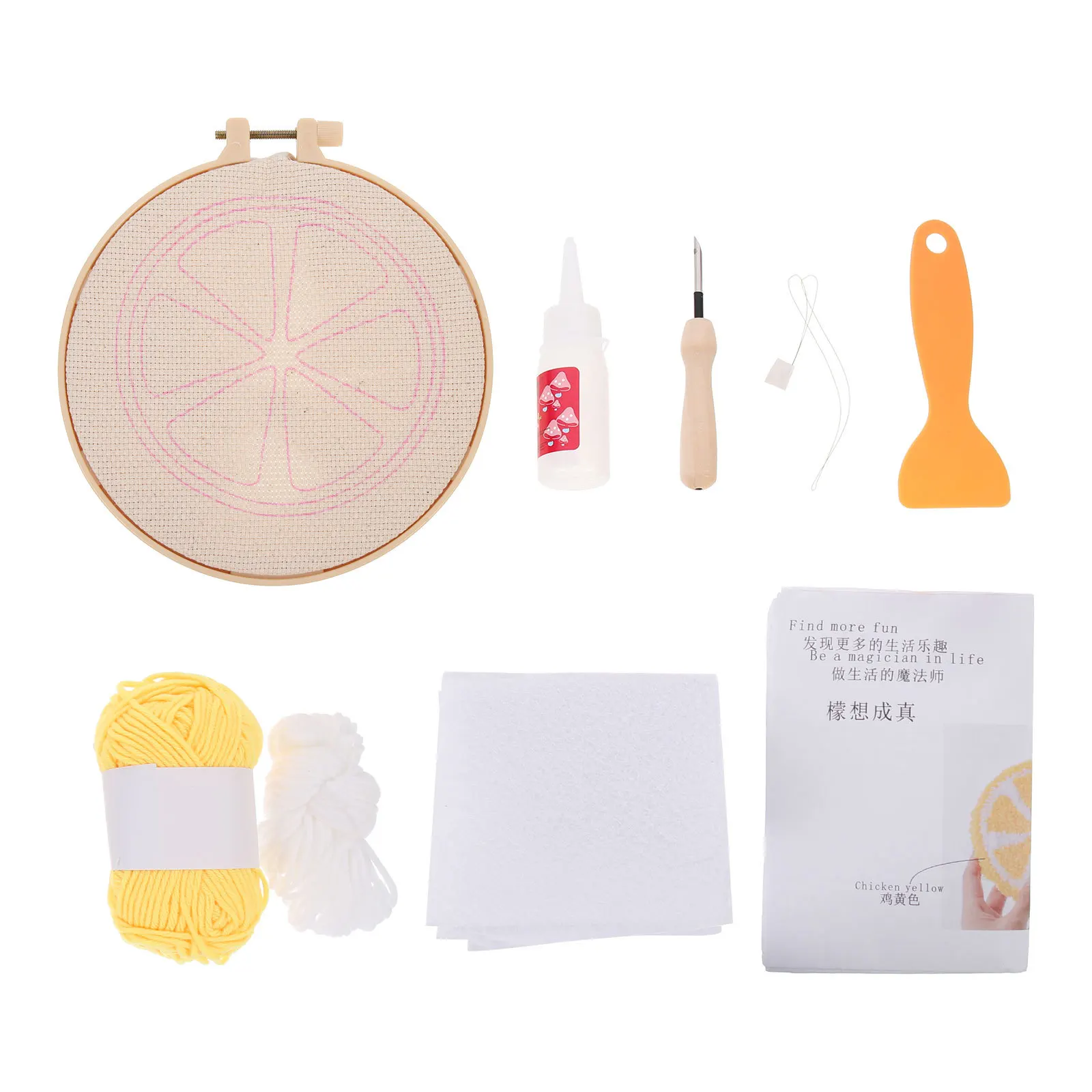 

DIY Punch Needle Coaster Material Wooden Embroidery Frame Cup Mat Craft Kit for Beginners Decorative Handcraft Project