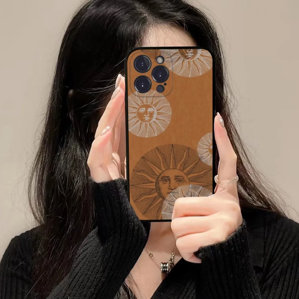 شخصية الفن الشمس القمر قضية الهاتف آيفون 14 11 12 13 Mini Pro XS ماكس غطاء 6 7 8 Plus X XR SE 2020 فوندا شل #6