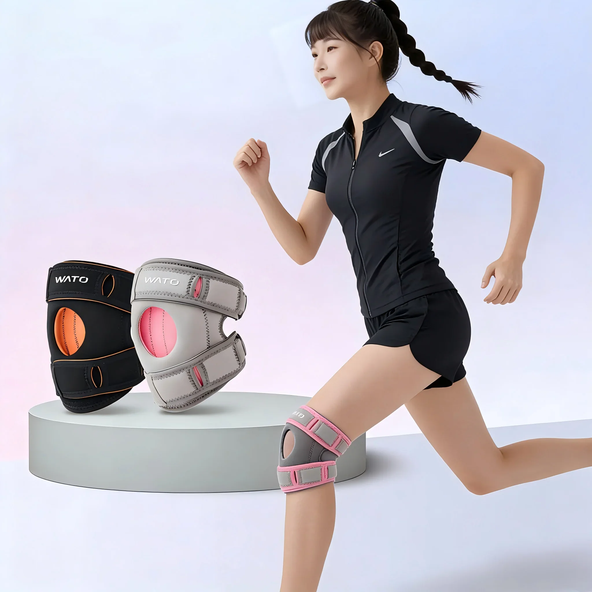 

1 PCS Knee Support Brace with Open Patella Design and Adjustable Hook and Loop Closure for Running, Biking, Aerobics, Fitness ﻿