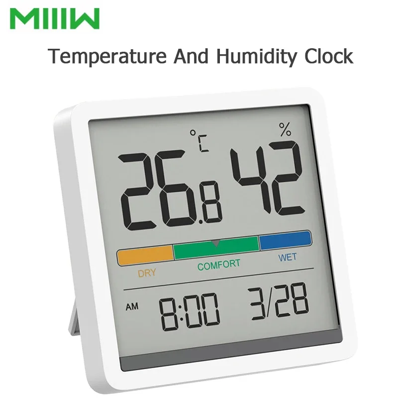 Miiiw Orologio muto per temperatura e umidità Monitor per temperatura C/F per interni ad alta precisione per cameretta dei bambini Schermo LCD