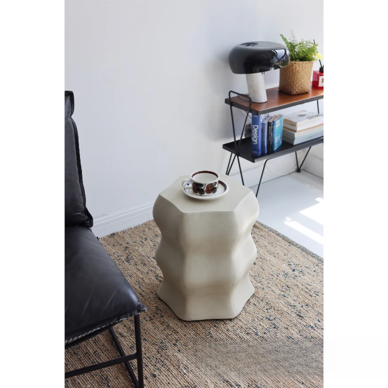 

Hee House, Nordic Design Art Sofa Living Room Small Apartment Wabi Sand Minimalist Cloud Edge Table Coffee Table White Round