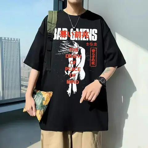 A Tour of The Concrete Jungle Tour 남성 티셔츠, Bad Omens 밴드 티셔츠, 미국 음악 티셔츠, 탑 티, 신상 핫 세일