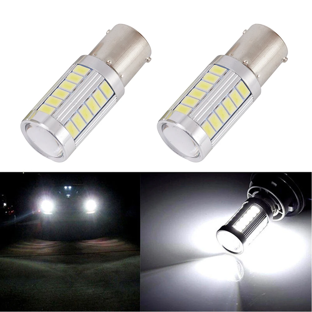 2X Car LED Reversing Light-DRL Light Bulb White LED BA15S 1156 Reversing Lamp 33-SMD 5630 12V 6500K Car Tail Bulb Car Supplies  