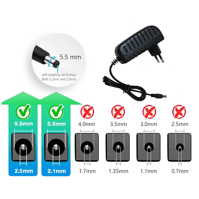 (20-50pcs)12V 2A power adapter AC100V-220V EU US plug output DC interface 5.5 * 2.1mm LED power transformer adapter