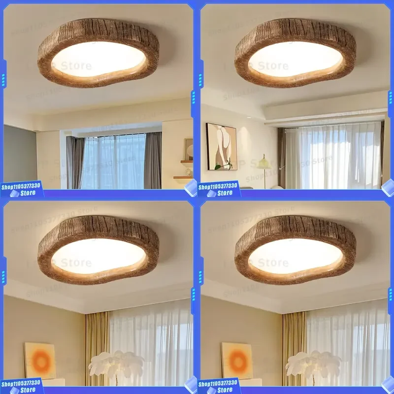 Modern Simple Wood Grain Ceiling Light Creative Heart LED Iron Home Full Spectrum Acrylic Bedroom Eye Protection Fixture