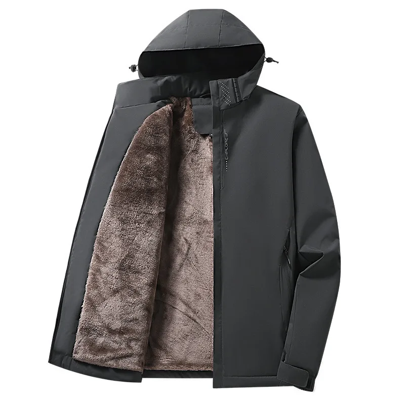 Men Winter Casual Clothing Warm Thick Fleece Parkas Jacket Coat Black Autumn Fashion Pockets Windproof Parka Male Plus Size