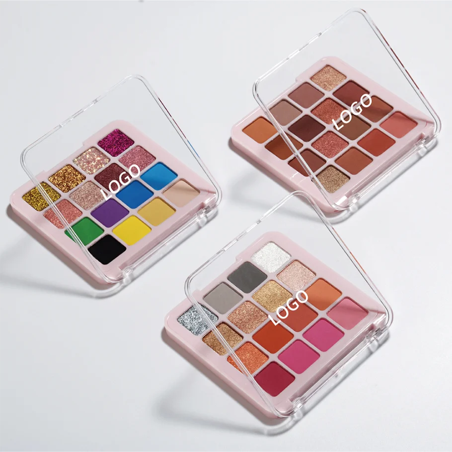 العلامة الخاصة ظلال العيون شعار مخصص نباتي بالجملة ماكياج 16 لون ماتي لامع بريق لوحة ظلال العيون للماء