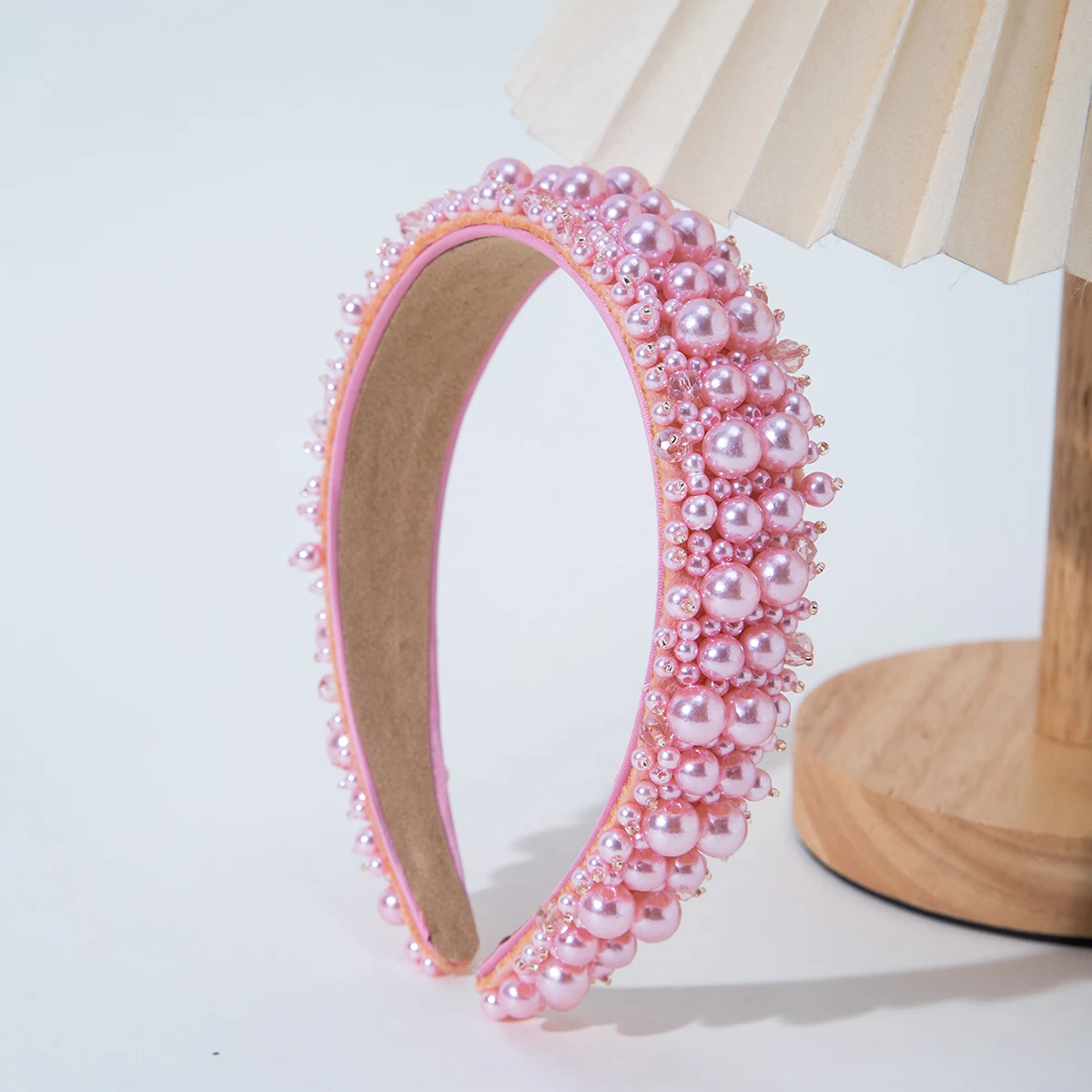 1.18inch Faux Pearl Crystal Fabric Plastic Headband Exquisite Hair Accessory Porm Party Head Dress Up