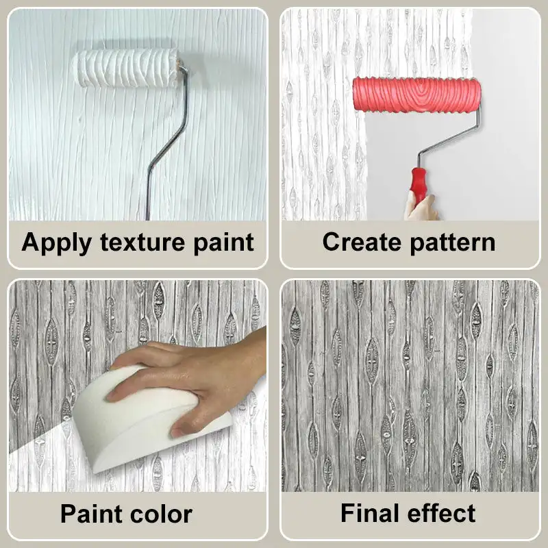 Embossing roller texture paint printing texture art coating wood grain rubber liquid straight line wall film construction tool