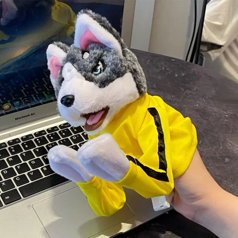 Chico Kung Fu Husky guantes juguete lucha perro boxeo marioneta de mano mano dedo muñeco de peluche batalla interactiva 1 2 jugadores juego fiesta