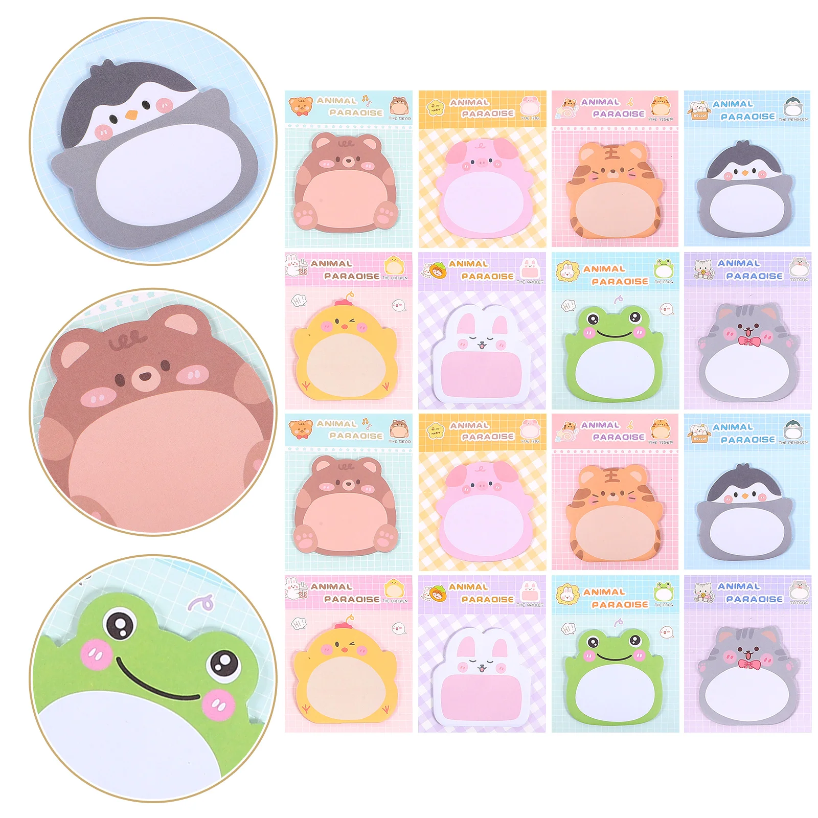 16 Books Cartoon Practical Memo Stickers Cute Notepads Markers Small Notebooks Notes Bulk Self-adhesive Animal