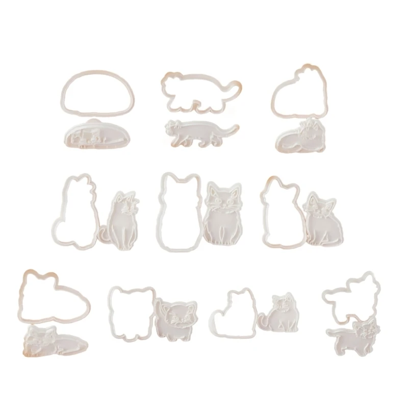 Japanese Cartoon Cats Cookie Cutters Set Portable Cats Cookie Molds Baking Stamp for Making Biscuits and Pastry Projects