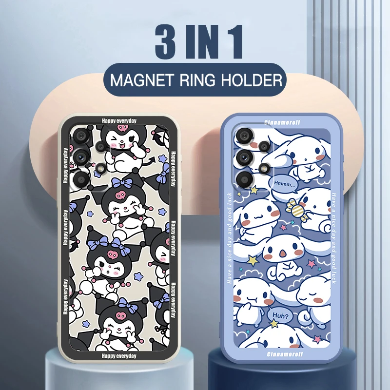 Kuromi Cinnamoroll Sanrio Art Liquid Left Rope For Samsung A53 A52 S A33 A32 A51 A71 A21S A13 A73 A50 A72 A23 A12 5G Cover