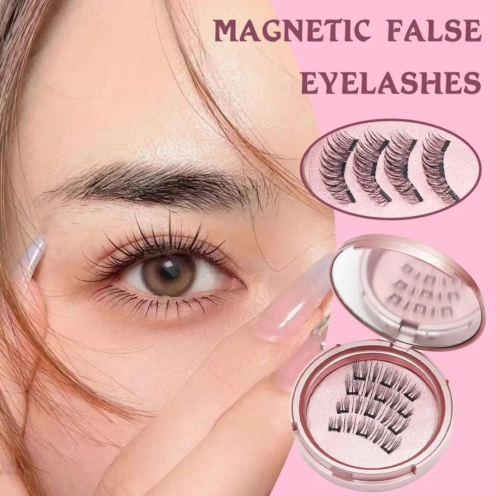 2 Pairs/Box 3D 5 Magnet Magnetic False Eyelashes Reusable Artificial Faux Mink Handmade No Needed Glue Waterproof Lashes