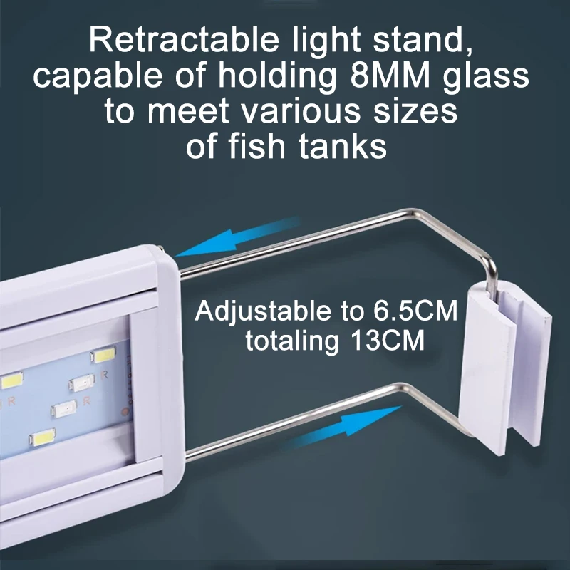 Aquarium LED Fischbecken-Beleuchtung, 3-Farben Vollspektrum Einstellbare Wasserpflanzen-Lampe, Teleskopische Clip-On-Leuchte für 18-75cm Aquarien – Detail 9