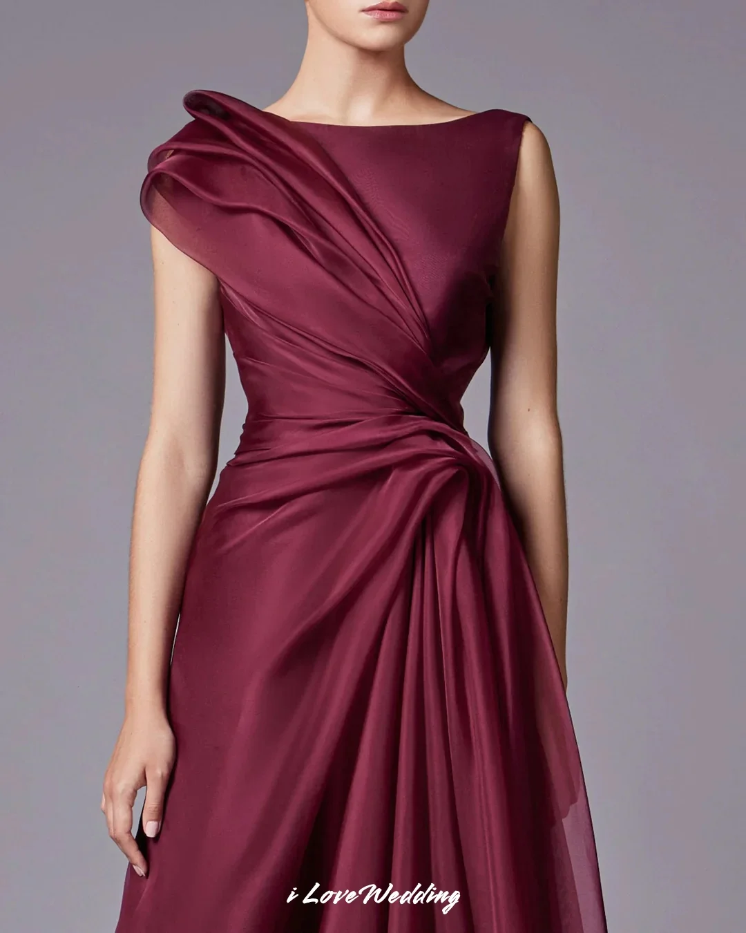 Women's Sleeveless Long Evening Dress A-Line Wedding Guest Dress Ruched Floor Length Dress Formal Party Gowns Customized image 4