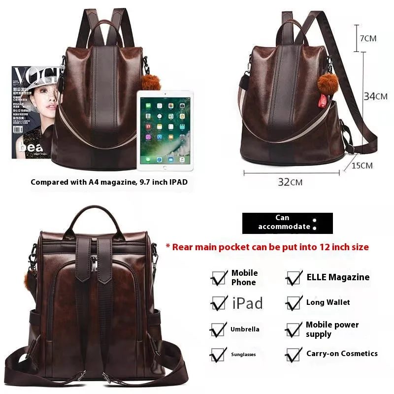 New Arrival Hot Sell Women Backpack Purse PU Leather Anti-theft Casual Shoulder Bag Fashion Ladies Satchel Bags