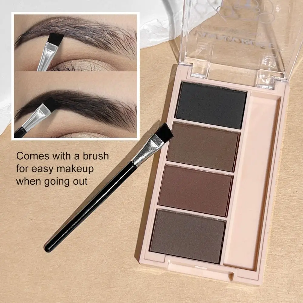 Met Wenkbrauwborstel 4-kleuren Wenkbrauwpoeder Palet Transpiratie Natuurlijke Matte Wenkbrauwpoeder Beauty Tool Langdurige