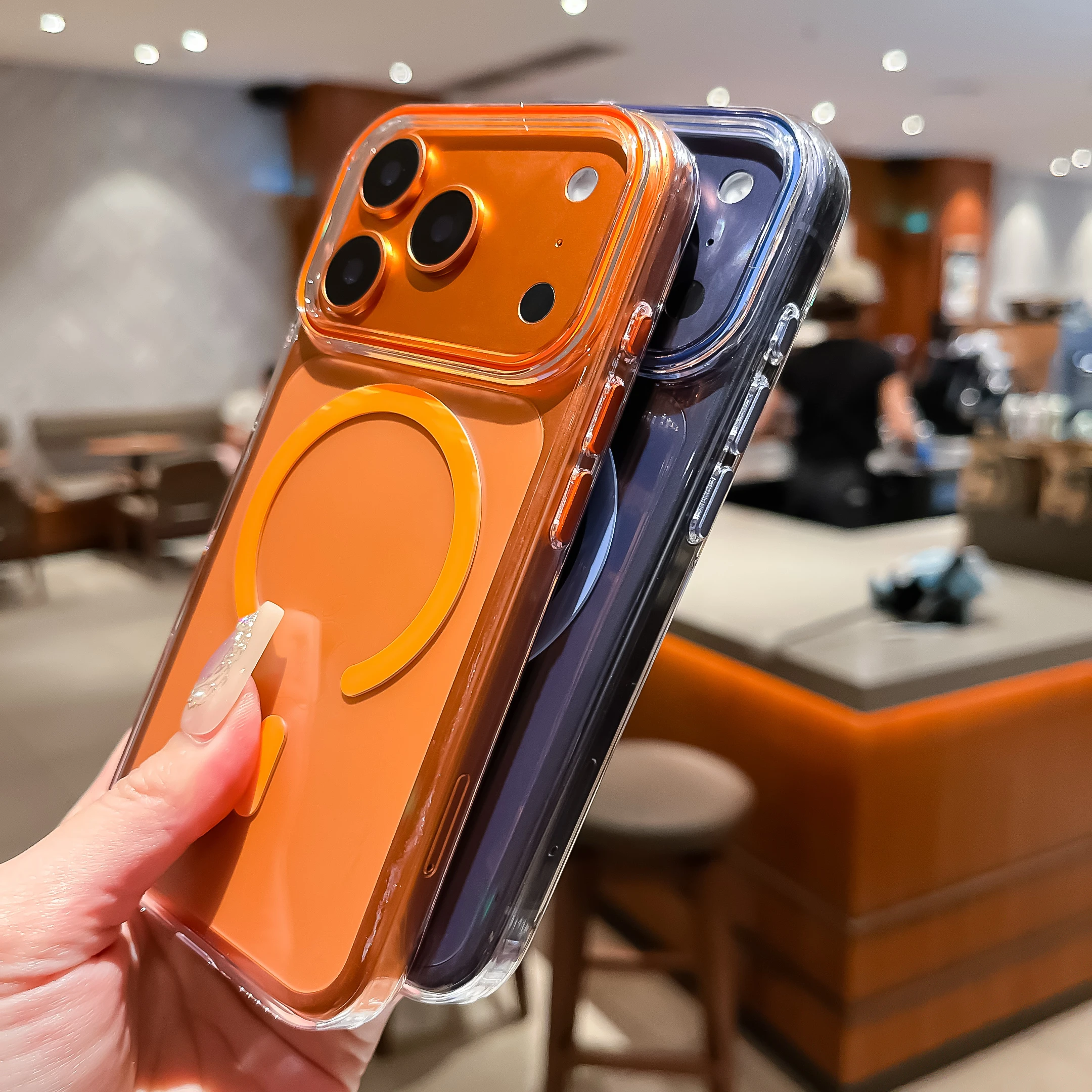 Funda de teléfono magnética transparente de lujo para IPhone 17 16 15 14 Plus 13 12 Pro Max funda protectora simple antideslizante a prueba de golpes