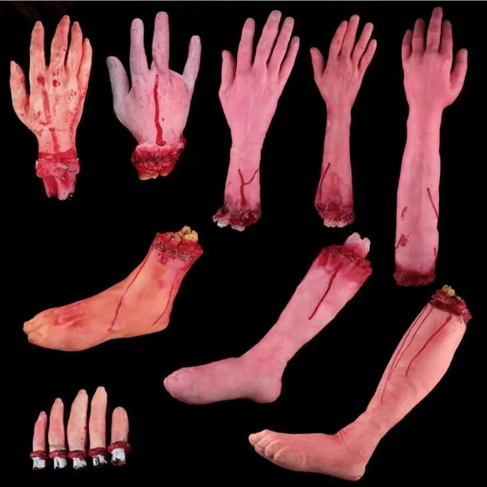 Fashion Broken Foot Party Scary Decoration Lifesize Bloody Hand Horror Props Halloween Costume Latex Toys