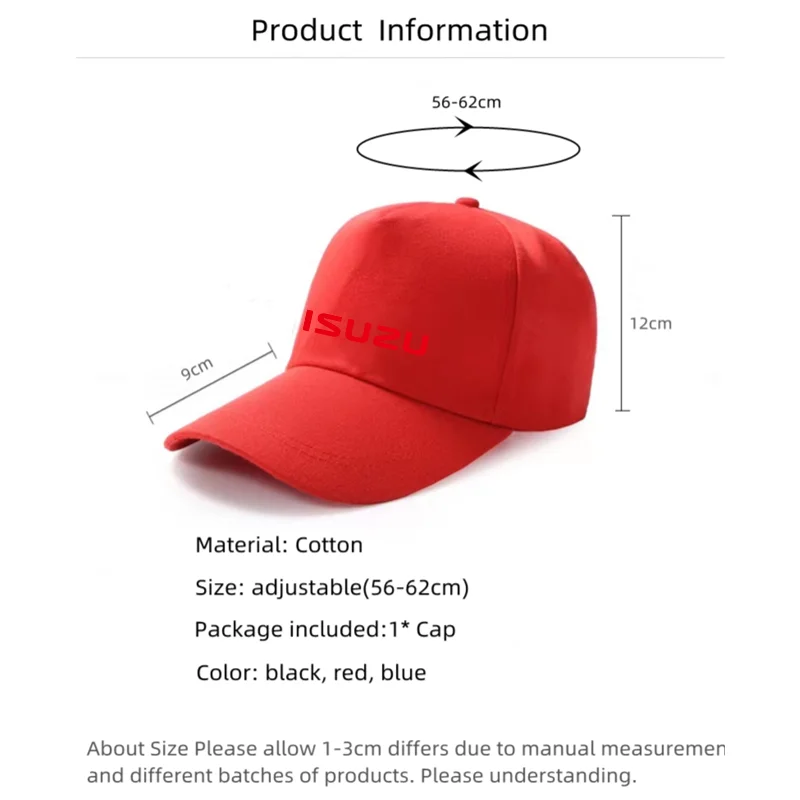 Summer Casual Baseball Caps Sports Adjustable Buckle Unisex Baseball Cap for ISUZU WFR VAN NFR ATV Auto Accessories