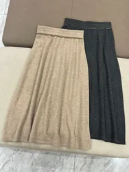 Cashmere beaded A line knitted skirt