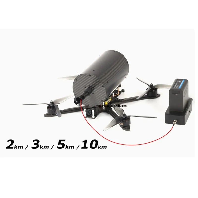 Optical Fiber Image Data Module Fiber Optic Drone Ultra Long Distance  2/3/5/10km Set Anti-interference Remote Control FPV Drone