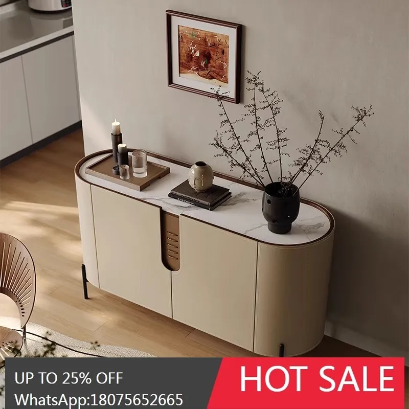MJY حافة طعام جلدية ذات سرج إيطالي، خزانة تخزين ذات سعة كبيرة، شقة صغيرة حديثة وبسيطة #3