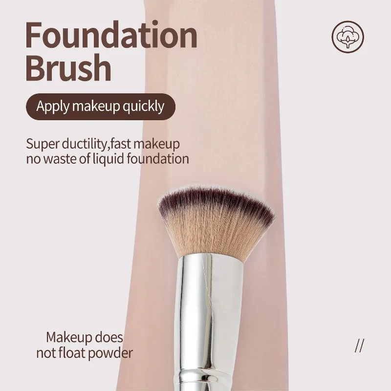 Flat Top Foundation Brush Dense Synthetic Bristles Makeup Brush for Liquid Cream Powder Foundation Blending Flawless Finish