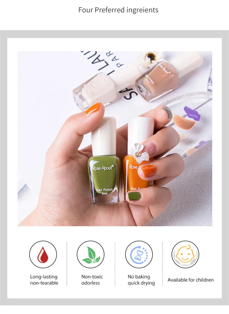 40 Farben kein Backen Nagellack Glitter Pailletten auf Wasserbasis lang anhaltende tränen bare gesunde tränen fähige schnell trocknende nackte Nagellack – Detail 6