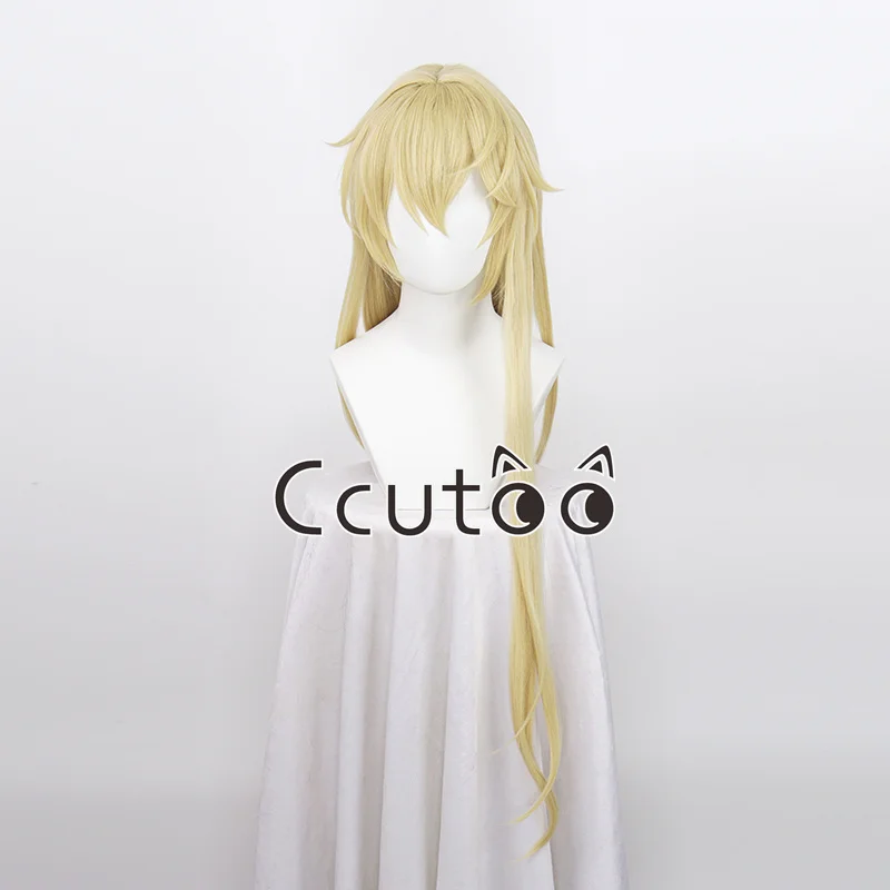 Honkai Star Rail Luocha Cosplay Wig 100cm Long Straight Wig Yellow Golden Wig Cosplay Anime Wigs Heat Resistant Synthetic Wigs