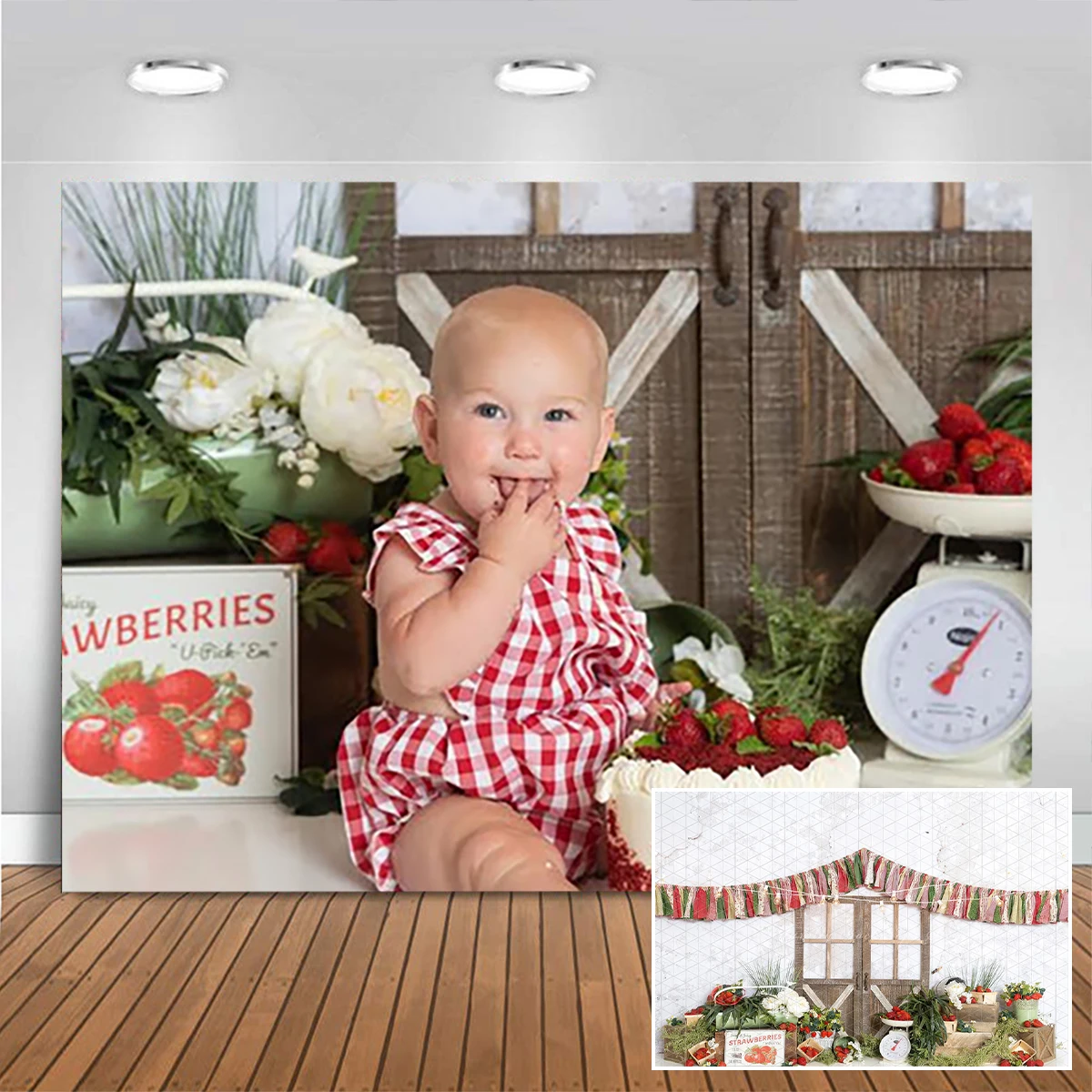Strawberry Farm in Spring Backdrops Child Baby Photo Props Adult Kids Decors Bohemian Easter Photography Studio Backgrounds