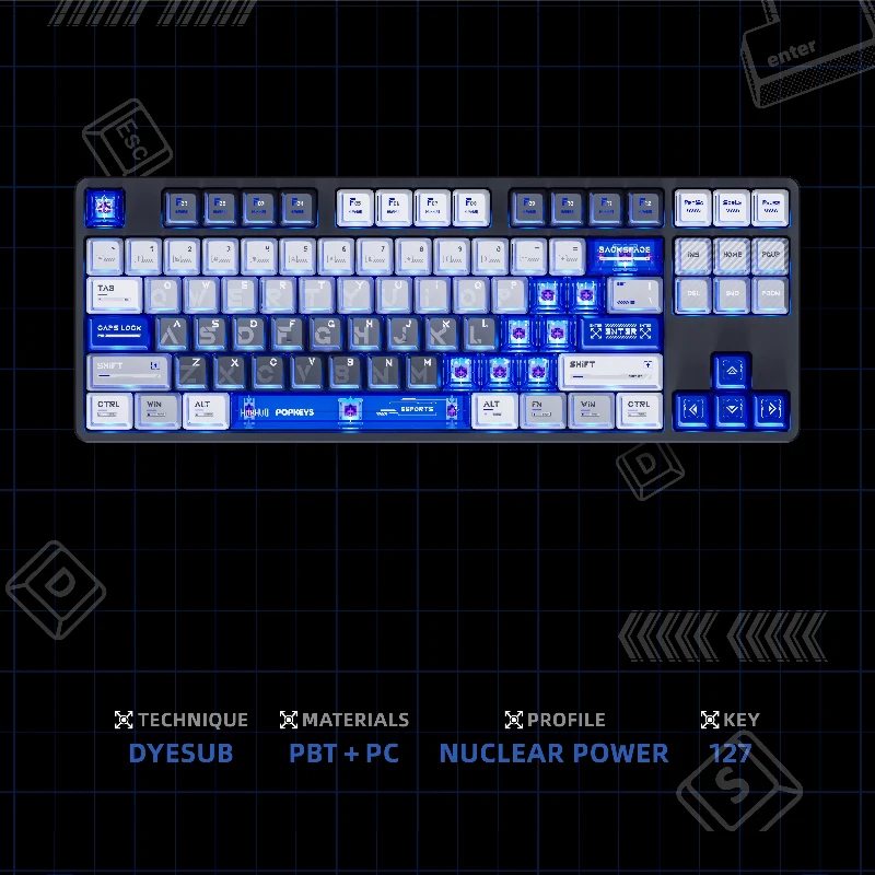 

Синий колпачок для клавиш Interstellar, колпачки для клавиш с вишневым профилем, 127 клавиш, PBT + ПК, полупрозрачные колпачки для ключей на заказ, аксессуары для механической клавиатуры MX